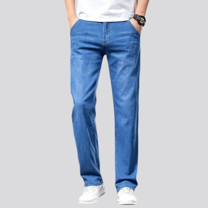 tapered, stonewashed, thin, lyocell, high-waist, diagonal-pockets, zipper-button, men's jeans | Jeans4you.shop