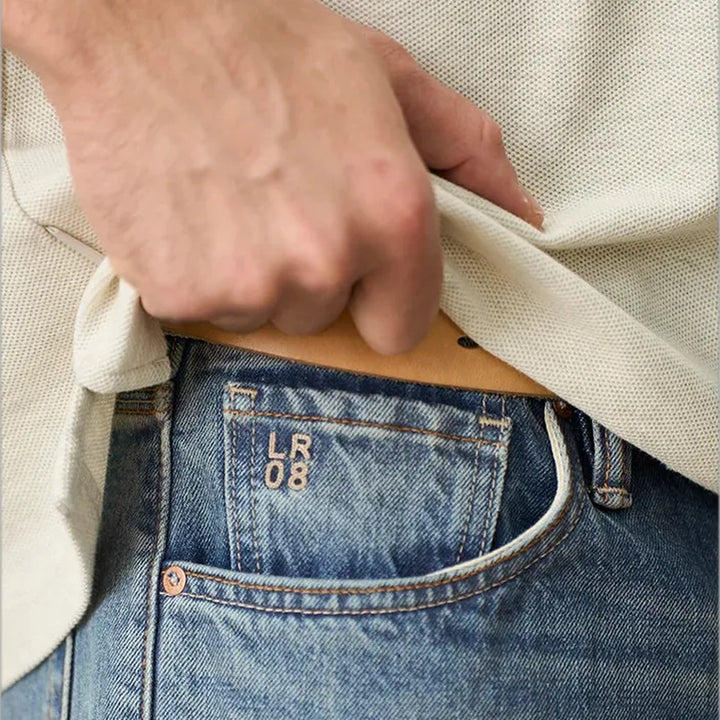 Dark faded street style men's jeans