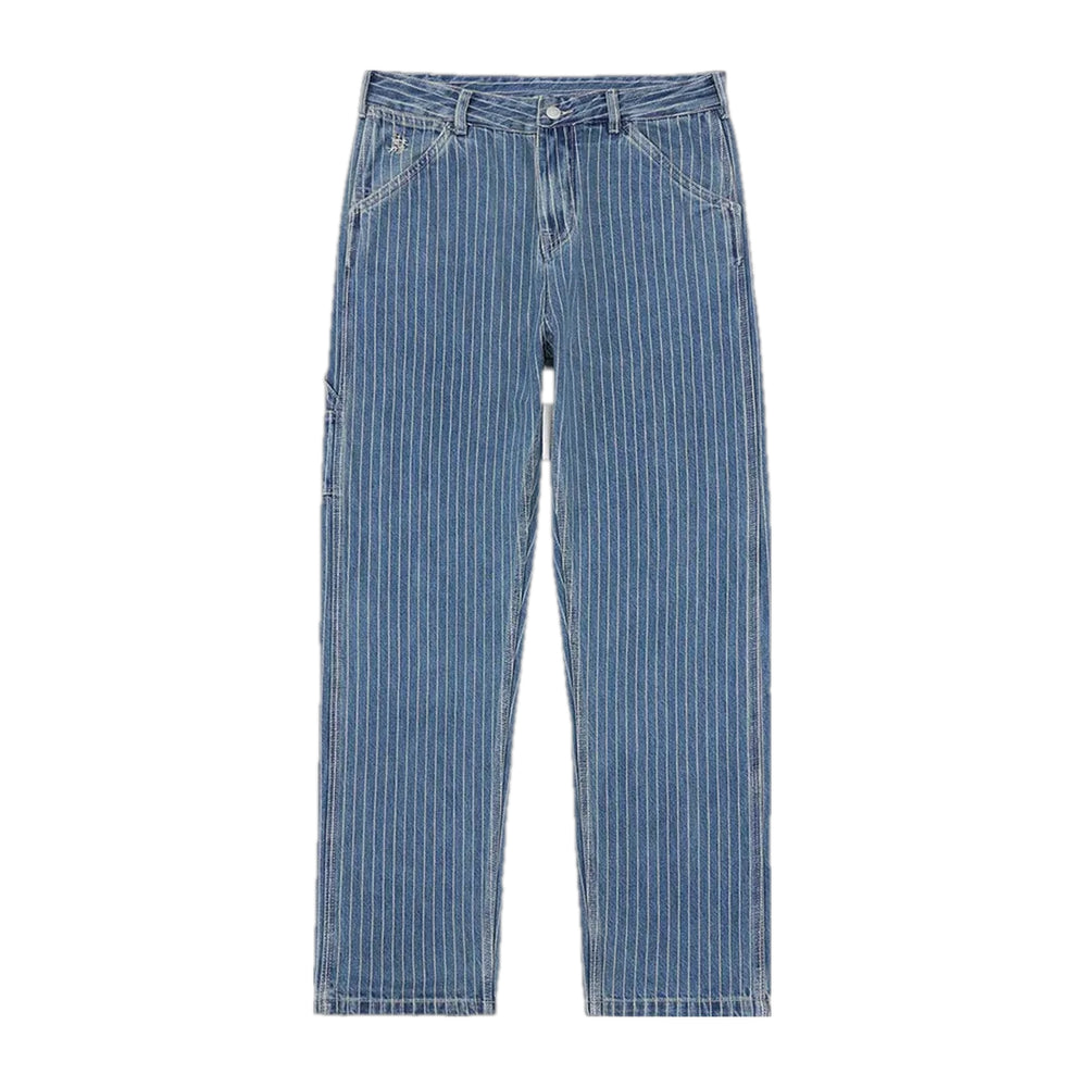Casual Midweight Striped Worker Jeans for Men - Blue