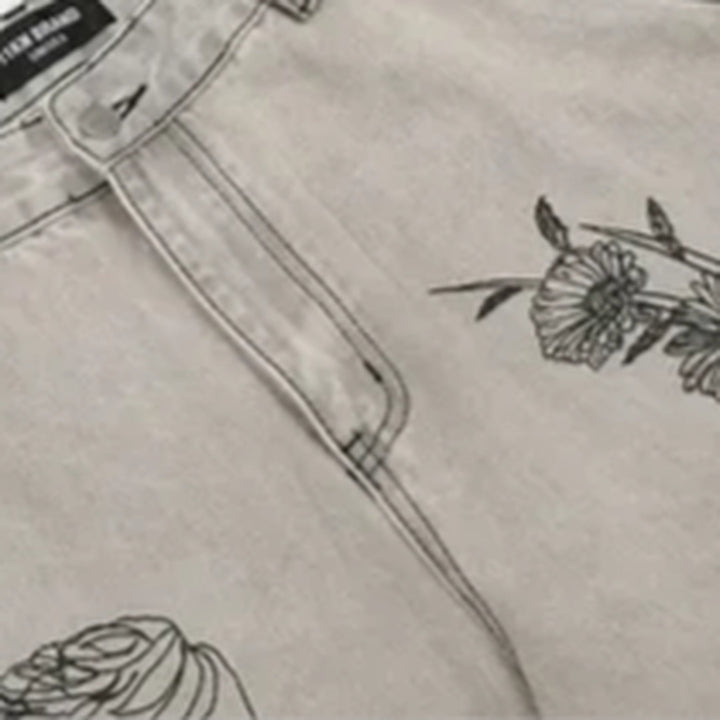 Wide fit floral graphic men's jeans