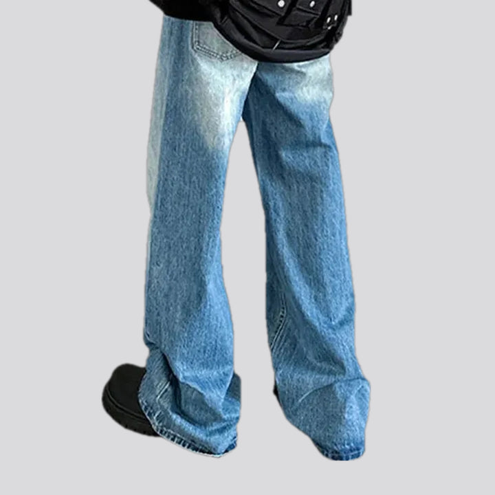 Loose fit faded wash street style jeans for men
