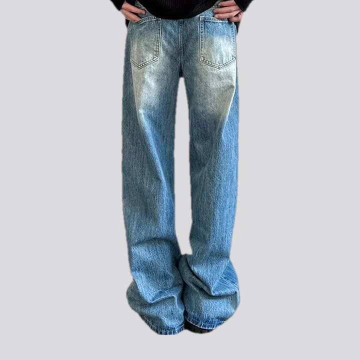 Loose fit faded wash street style jeans for men
